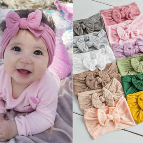 Girls Baby Toddler Turban Solid Headband Hair Band Bow Accessories Headwear